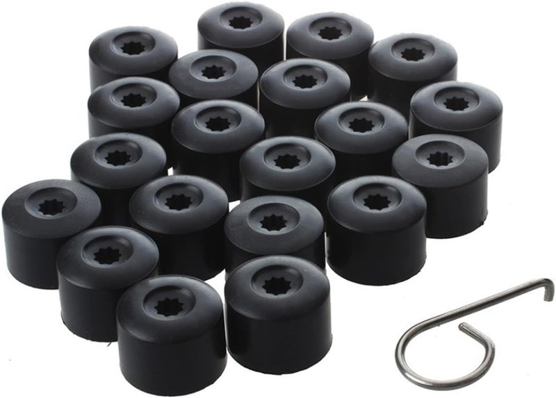 Zikefest 20PCS Car Wheel Lug Nut Covers, 17mm Tire Bolt Caps Compatible with VW, Jetta, Beetle, Passat, GTI, CC, Black Lug Nut Cap with Removal Tool - Image 1